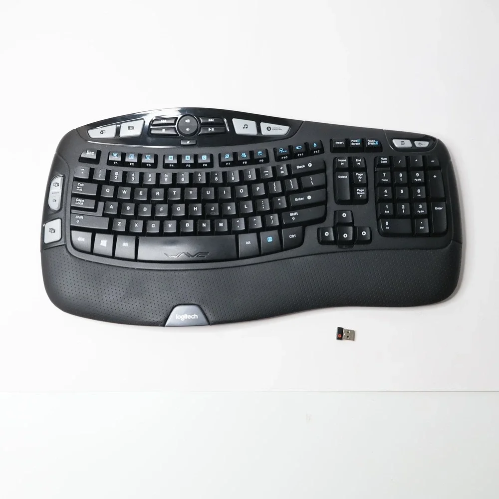 Logitech K350 Wireless Ergonomic Wave Keyboard Black Y-R0053 with USB Receiver